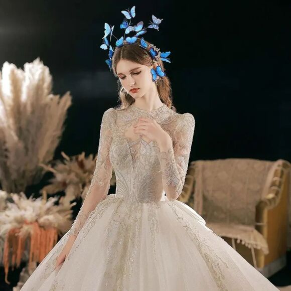 Blue Butterfly Decorative Head Band Non Slip Hair Hoop Stylish Hair Accessories - Picture 2 of 8